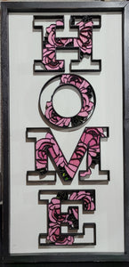 Layered floral HOME sign